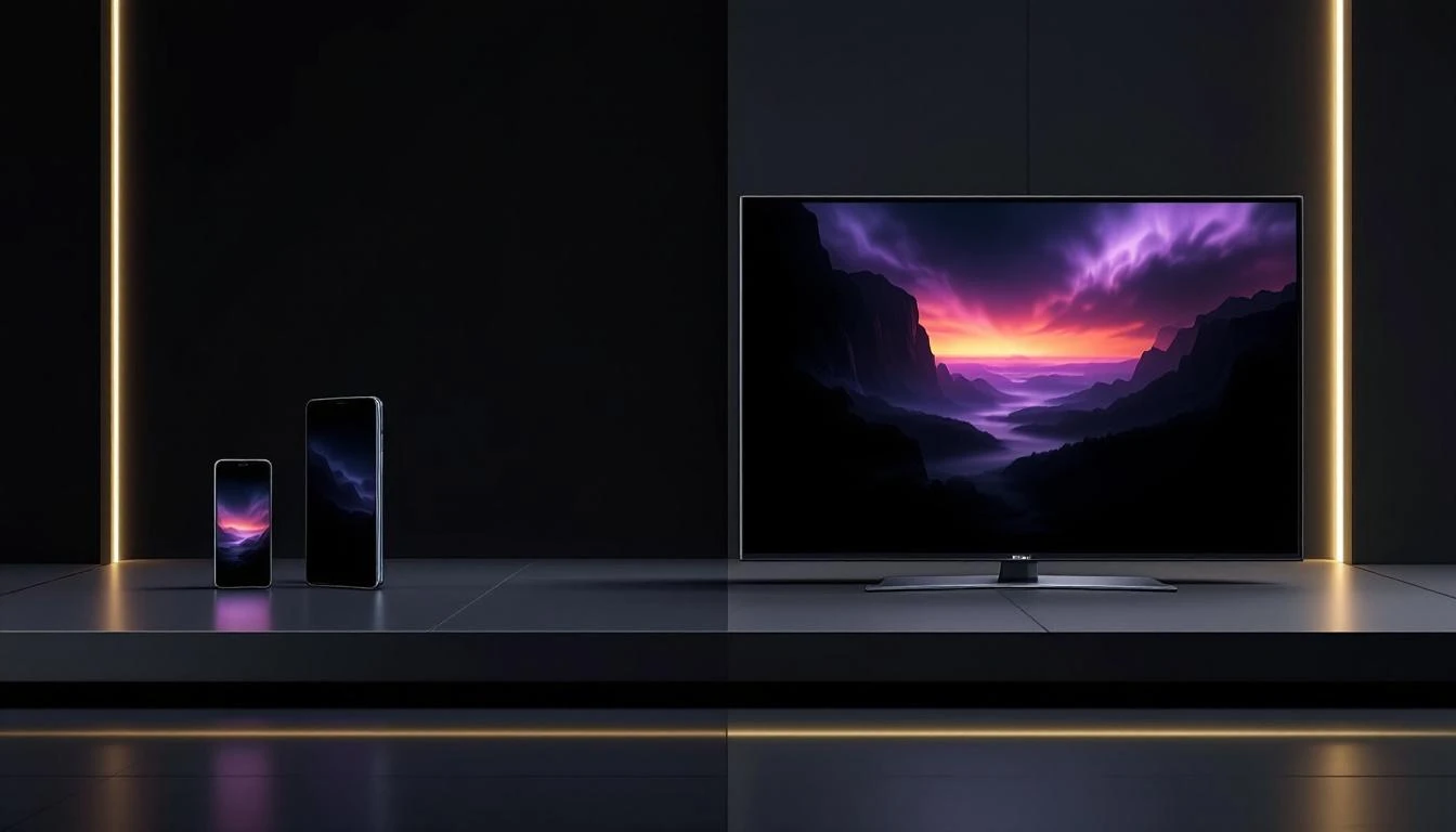 Comparatif visuel AMOLED vs OLED avec noirs profonds et haute luminosité