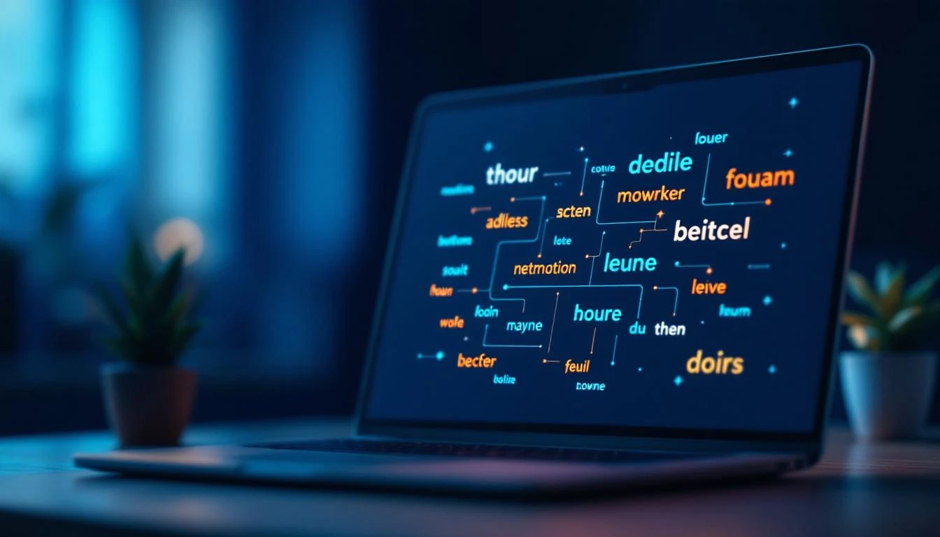Réseau de mots connectés illustrant la proximité sémantique du jeu Cémantix