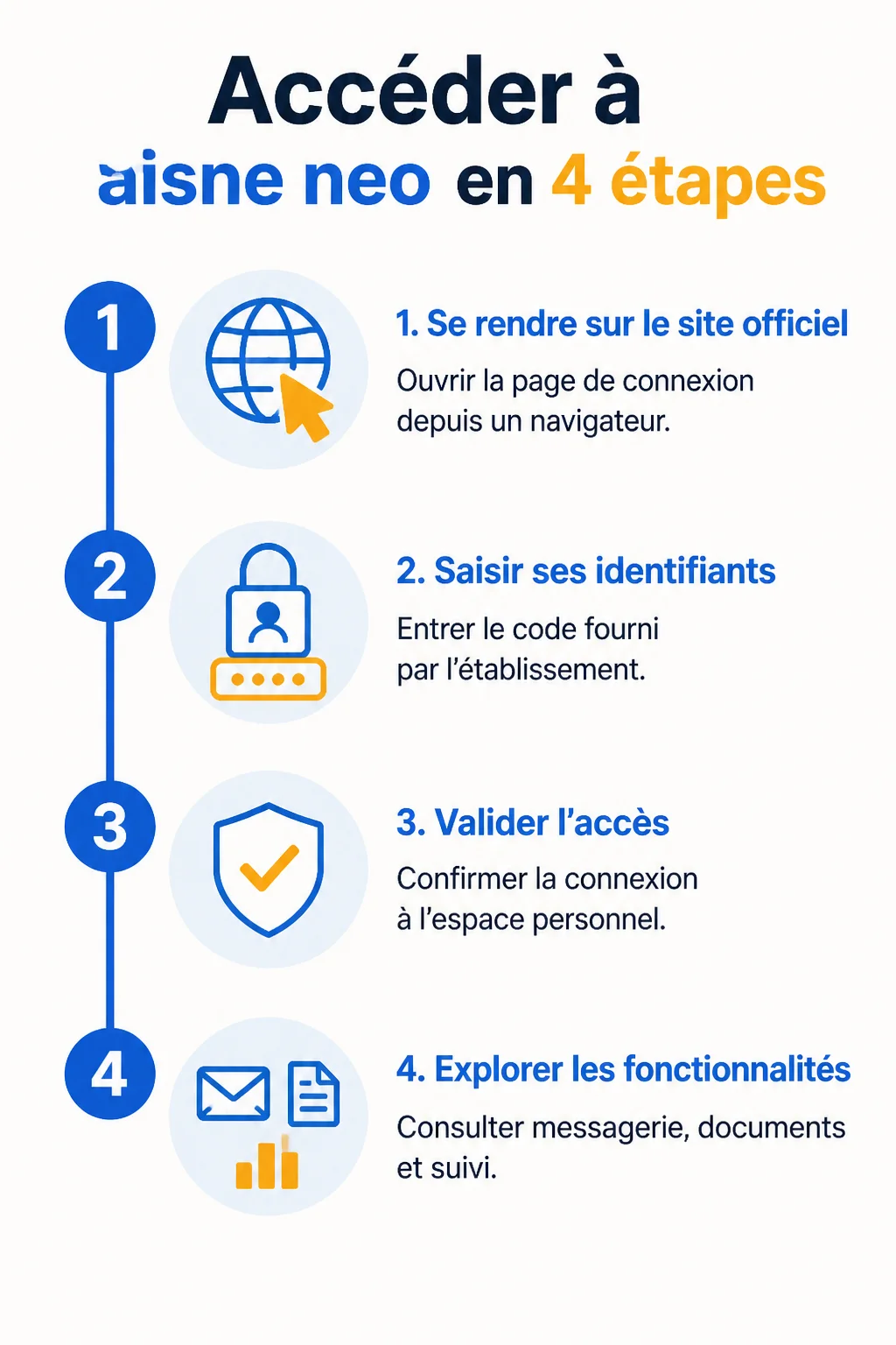 Accéder à aisne neo en 4 étapes : 1. Se rendre sur le site officiel, 2. Saisir ses identifiants, 3. Valider l'accès, 4. Explorer les fonctionnalités