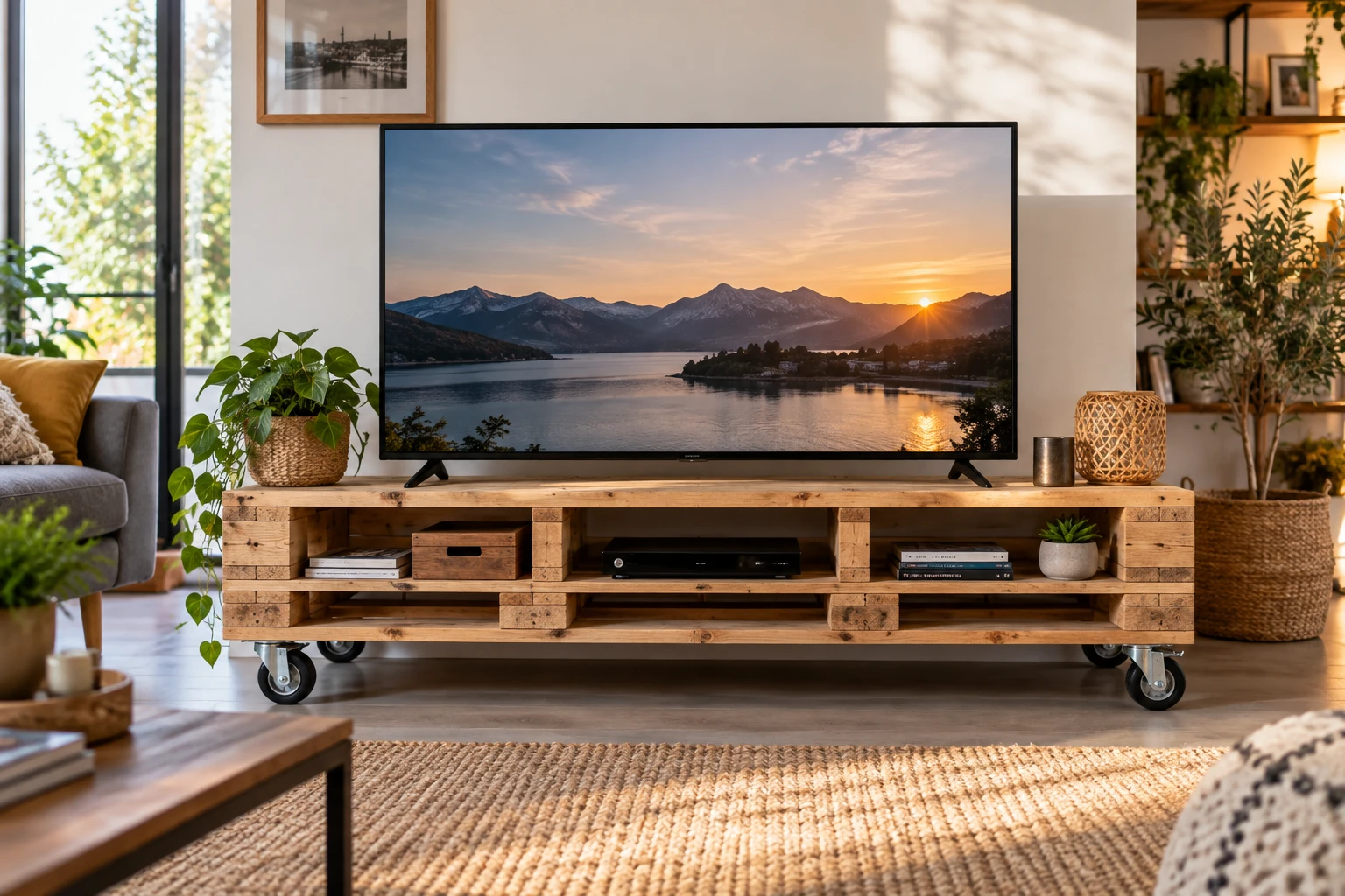 Support TV en palette : fabriquer un meuble sûr et solide